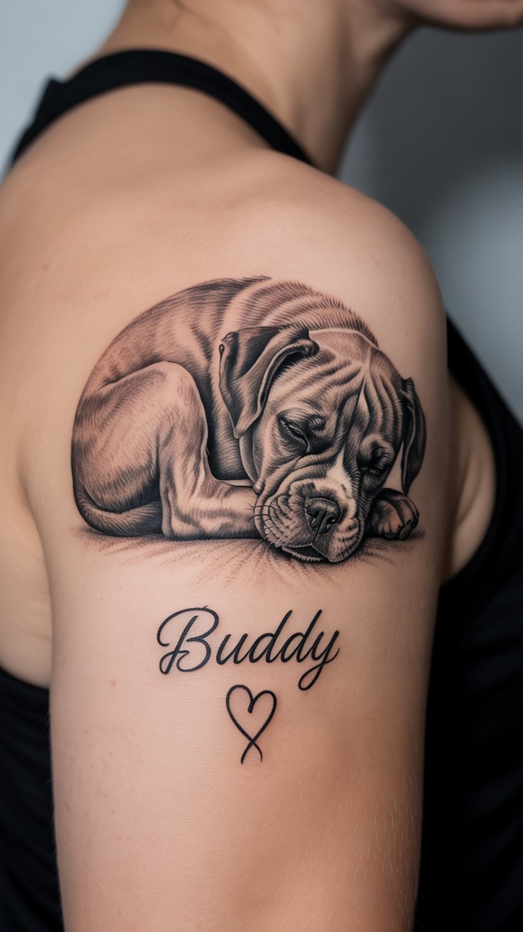 Dog Memorial Tattoo Idea