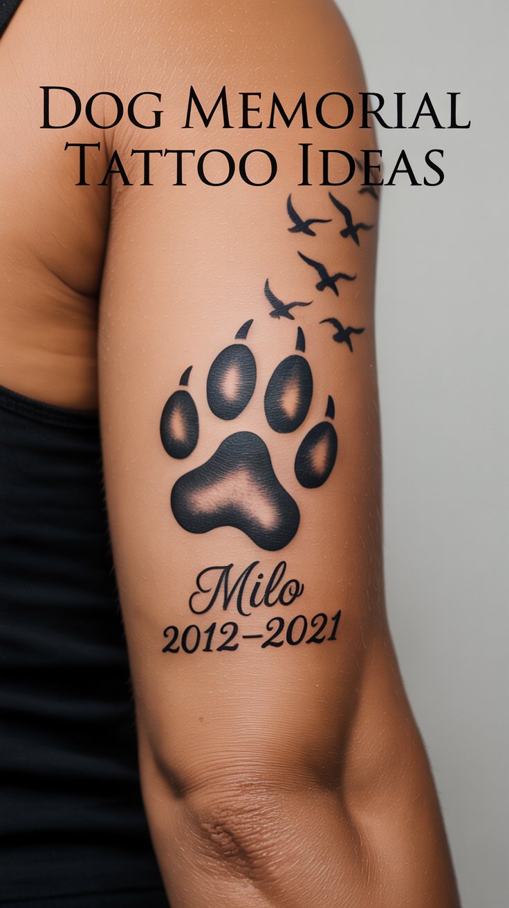 Dog Memorial Tattoo Design
