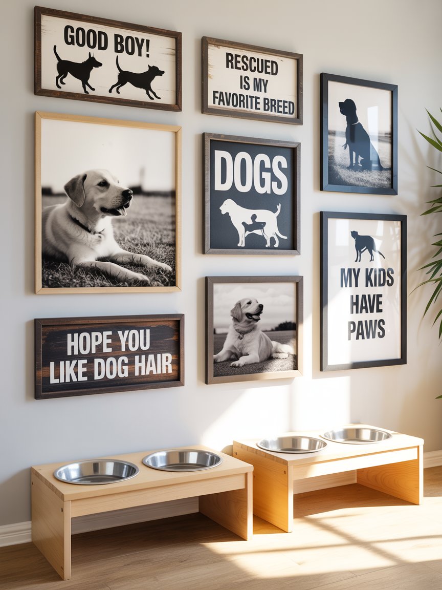 Dog Room Wall Art and Feeding Station