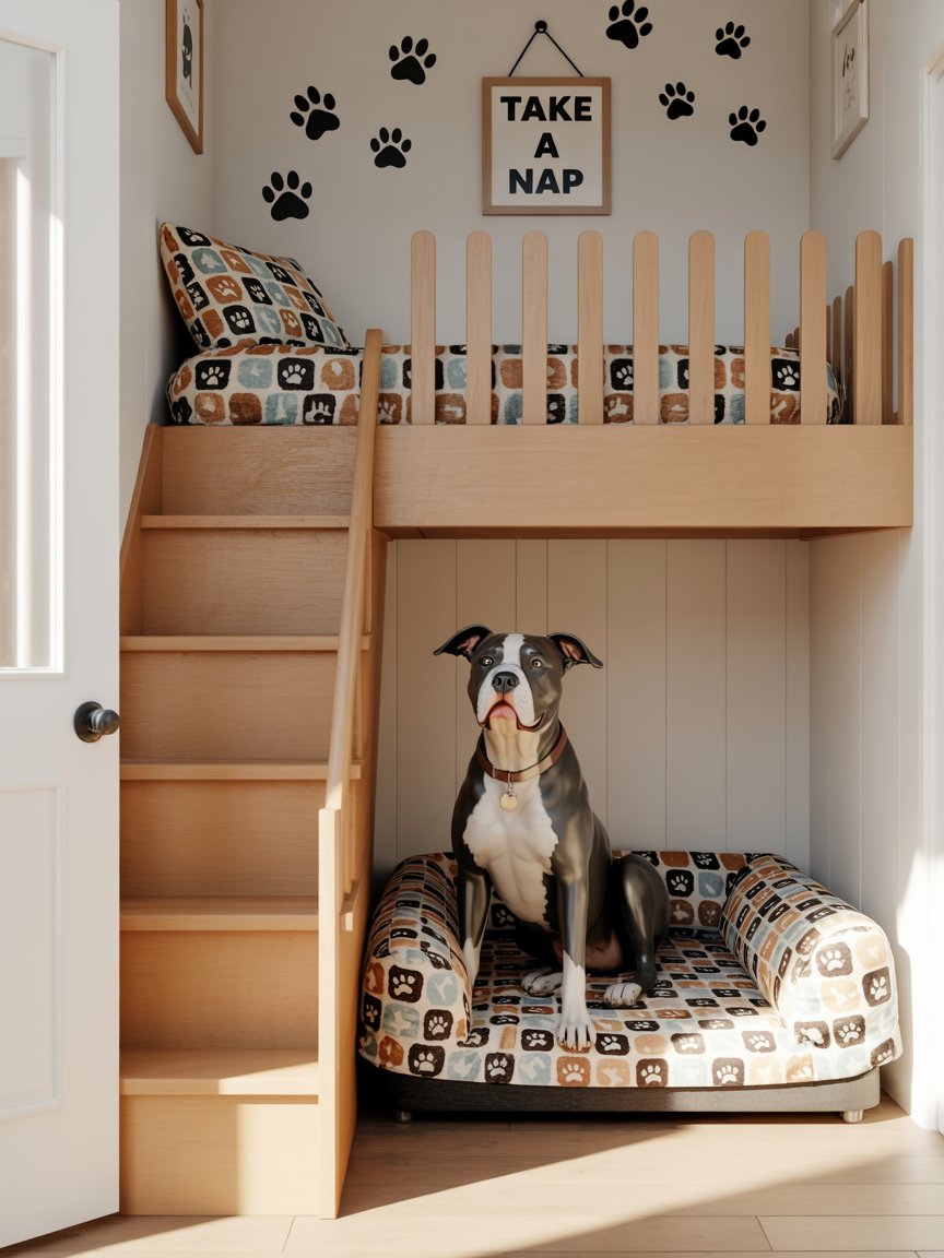 Stylish Loft-Style Dog Room Setup