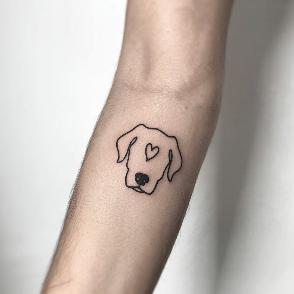 Minimalist Dog Tattoo Design